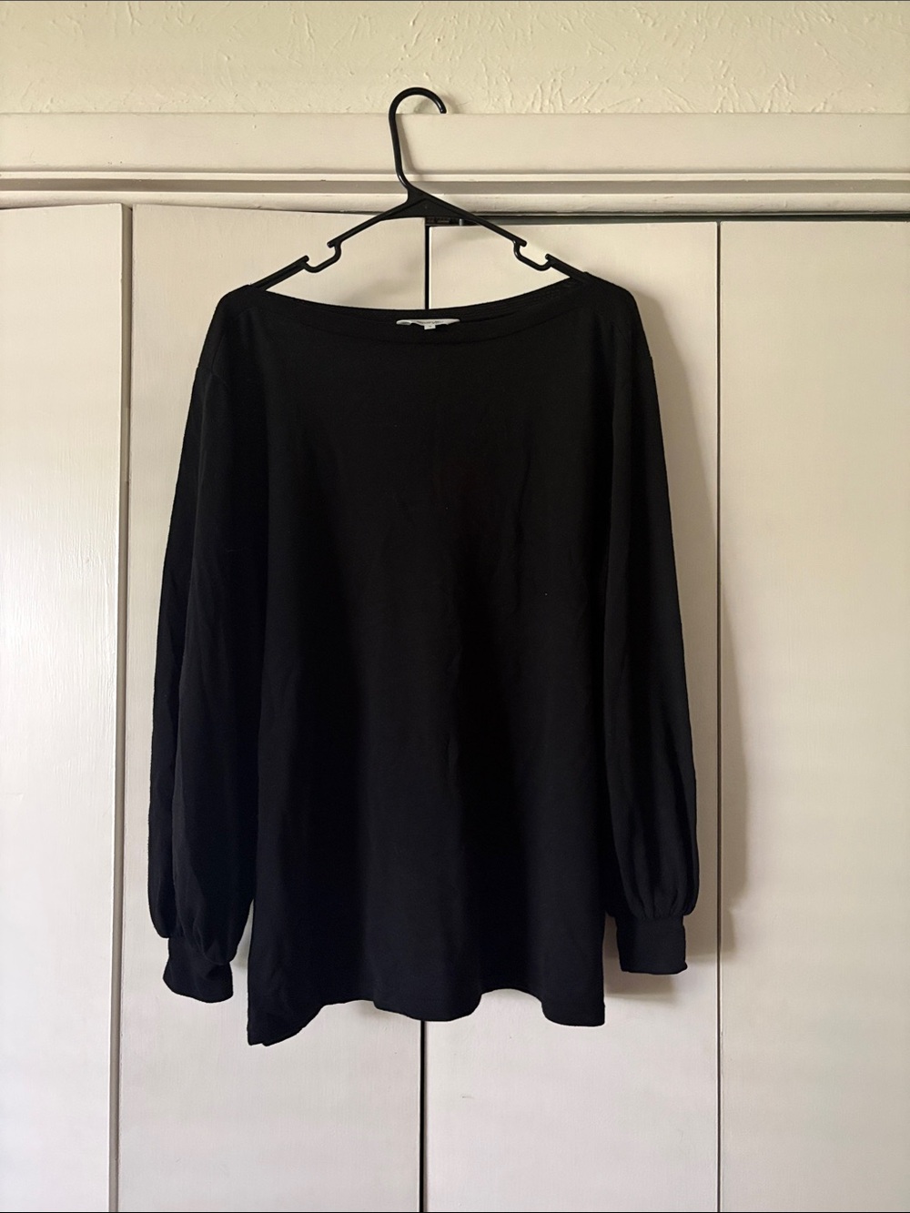 Amaryllis Black Long Sleeve Boatneck Top